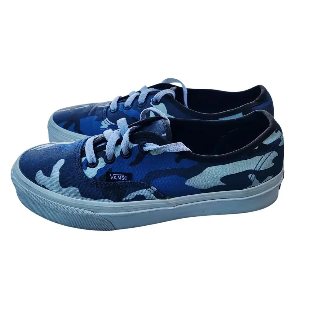 Vans Blue Pop Camo Camouflage Low Top Lace Up Sneakers Women’s Size 6.5 Men’s 5